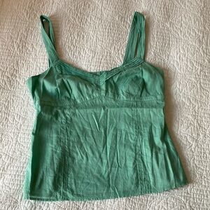 LOFT Green Fitted Cotton Tank Top, size 10
